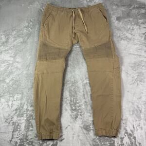 Free Planet Jogger Pants Size Large Drawstring Elastic Waist Cuffs Khaki